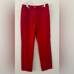 Vintage St. John Sport  Essentials Red Cotton Stretch Pants Silver Accents Sz 10